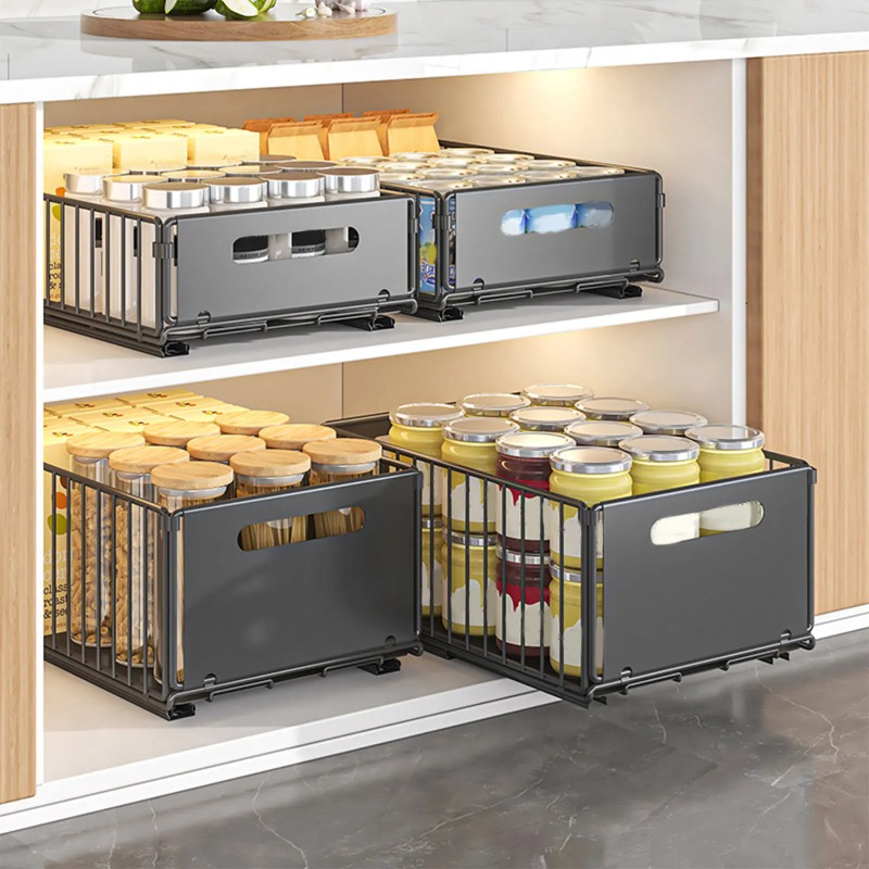 Drawer Organizer Tray - 1pcs Kitchen Storage Rack with Slide