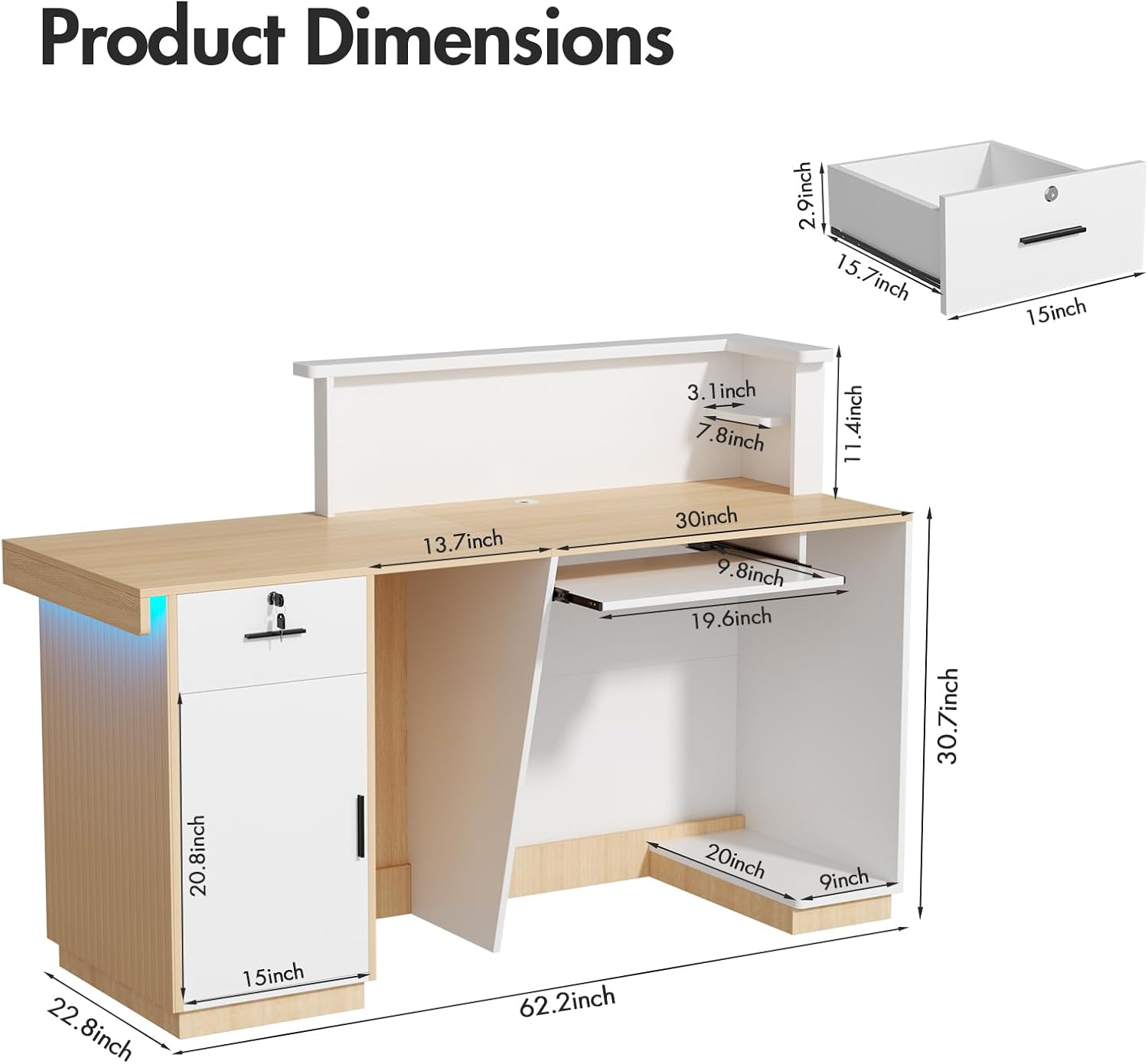 Modern Reception Desk with LED - Reception Desk Counter recension och pris