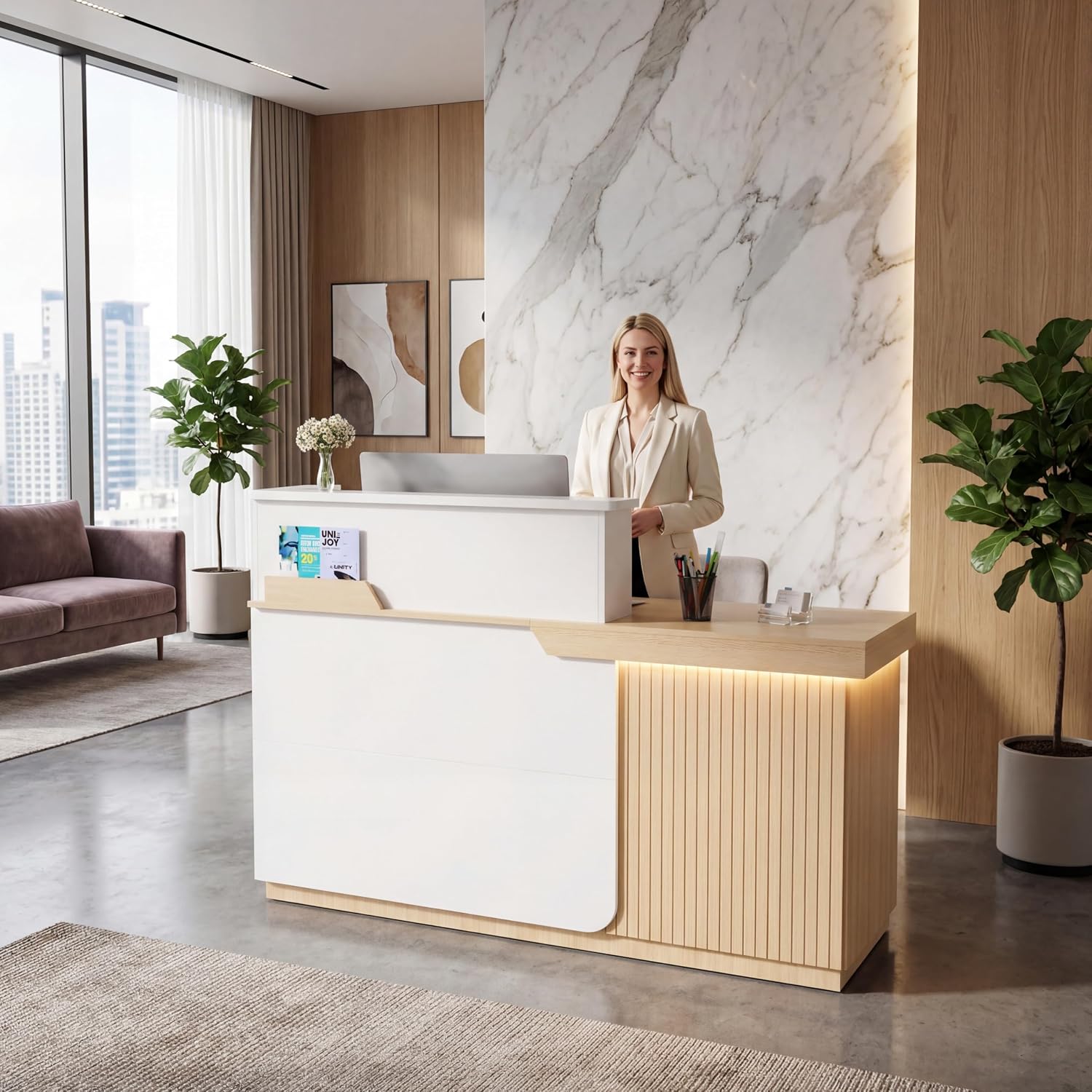 Modern Reception Desk with LED - Reception Desk Counter recension och pris