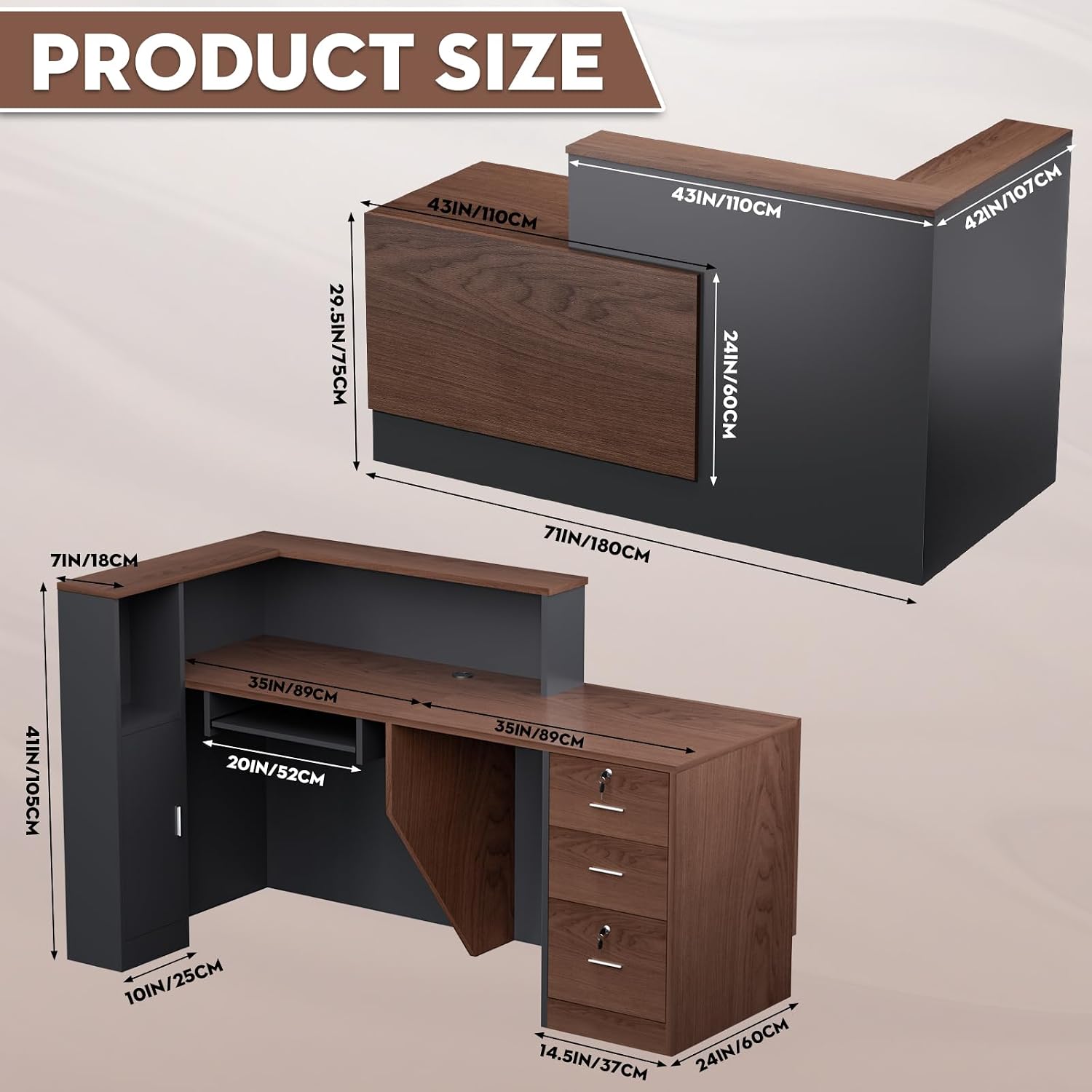 L-Shaped Modern Large Wooden C - Reception Desk Counter recension och pris
