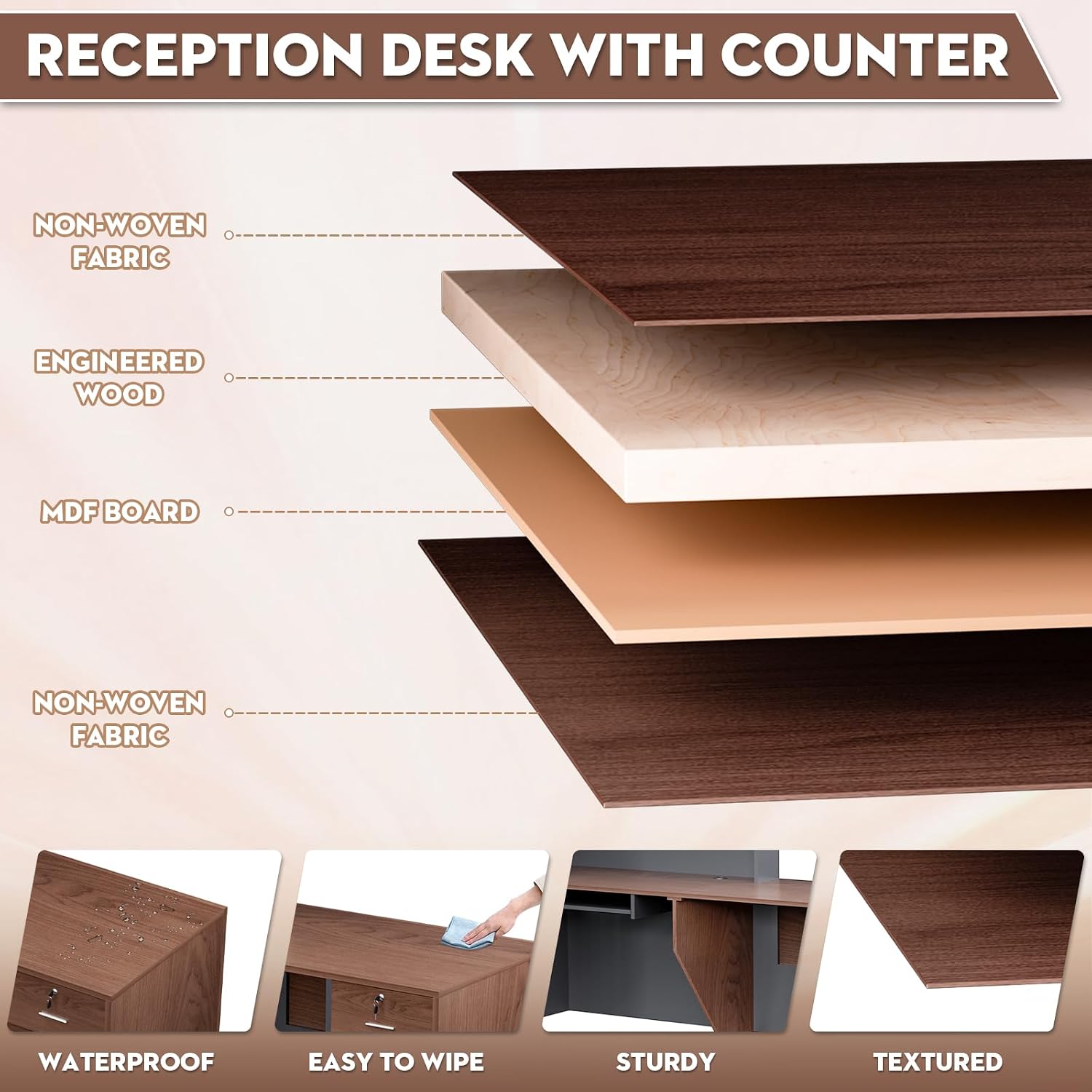 L-Shaped Modern Large Wooden C - Reception Desk Counter recension och pris